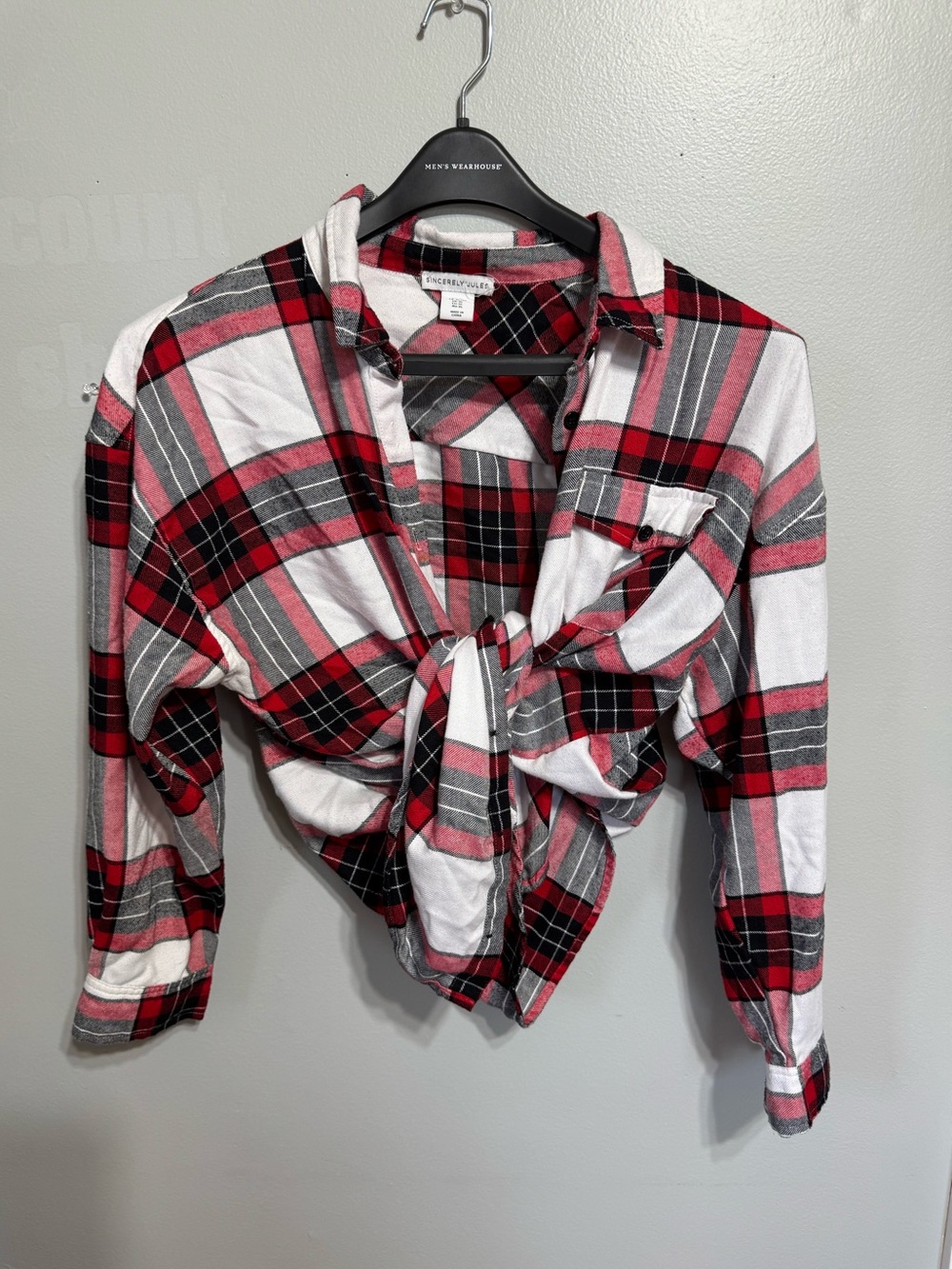 Sincerely Jules Red, Black & White Plaid Button-Up Shirt